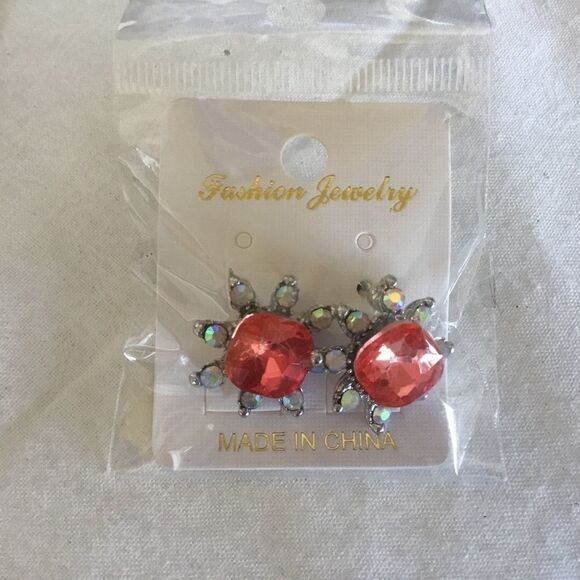 $8 ea or 3/$15. Orange & Clear AB Crystal Earrings - Picture 1 of 4